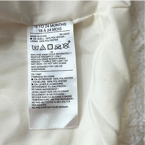 Janie and Jack White Sherpa Teddy Coat Girls 18–24 Months Double Breasted - Picture 7 of 9